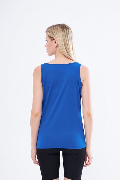 YÜKSEL IŞIK Saks Blue Brush Printed Thick Strap Sports Undershirt