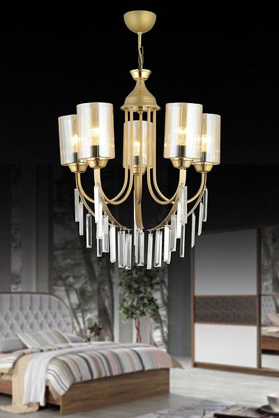 SONSUZ AYDINLATMA&AVİZE Antique Waterfall 5-Plus Pipe Glass Luxury Up-Facing Crystal Stone Chandelier