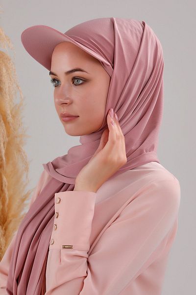 Melodi Scarf Πρακτικό γυναικείο σάλι με καπό και καπέλο χιτζάμπ - πούδρα