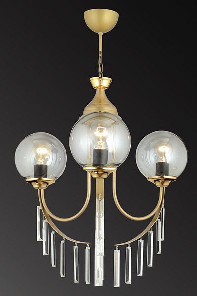 SONSUZ AYDINLATMA&AVİZE Antique Waterfall 3-Piece Smoked Ball Glass Luxury Upward Facing Crystal Stone Chandelier