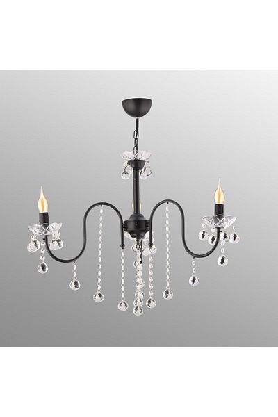SONSUZ AYDINLATMA&AVİZE Palm Tree 3-Piece Black Crystal Stone Upward Facing Luxury Chandelier