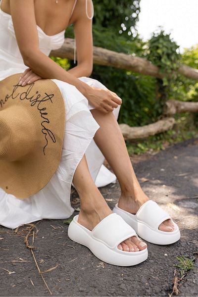 ANGELİNA JONES MCGINE Women's - White 5 cm Platform Slippers, Beach-Daily EVA Sole