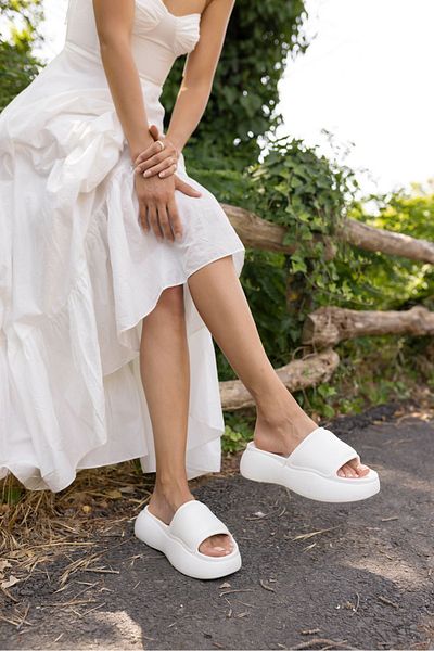 ANGELİNA JONES MCGINE Women's - White 5 cm Platform Slippers, Beach-Daily EVA Sole