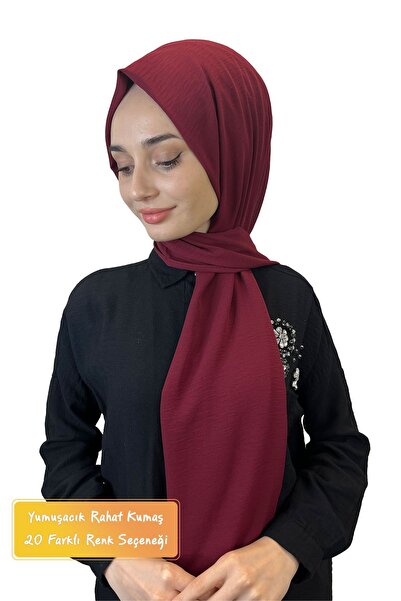 Eflatun Rahat Kırışmaz Cazz Şal, Yumuşak, Tok Duruşlu Kolay Şal 01000 Bordo