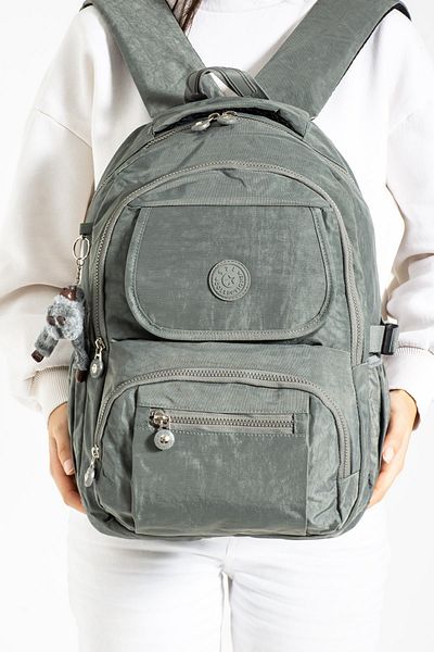 DUOMİNO Fcstore Crinkle Fabric Rezistent la apă Dimensiune medie Gri Clinker Rucsac/laptop Geantă de școală zilnică