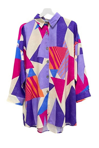 TIWCO KADIN DESENLİ OVERSİZE GÖMLEK