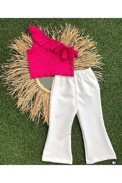 Machetta Girl - Spanish Leg Trousers and One Shoulder Crop Set