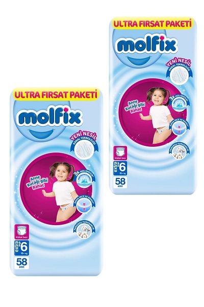 Molfix مقاس 6، 116 قطعة، سراويل داخلية لحفاضات الأطفال