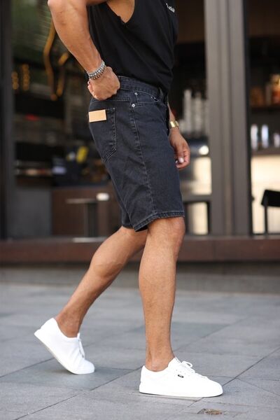 MADZEYMODA Ανδρικό μαύρο τζιν σορτς