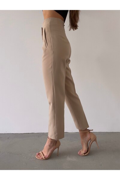 Jose Clothing High Waist Pleat Detailed Women's Fabric Trousers
