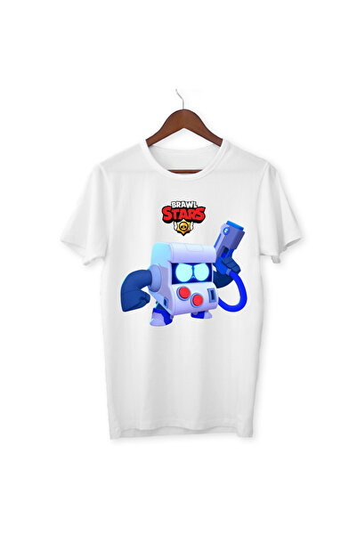 YAPO TİCARET Tricou alb Brawl Stars 8-BIȚI - Tricou imprimat unisex pentru copii și adulți