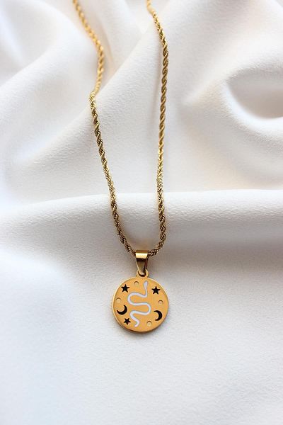 Dazzlecave Stainless 316L Steel Necklace - Snake Figured Locket - Antiallergic Non-Tarnish Necklace