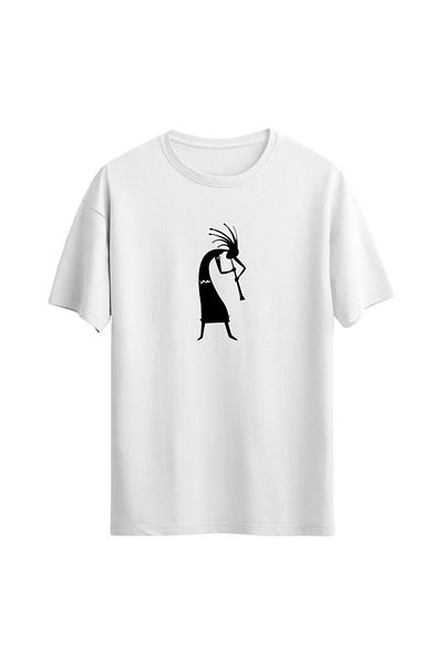 Açık Garaj Μπλουζάκι Unisex Native Flute με Εκτύπωση - Κανονική Χαλαρή εφαρμογή