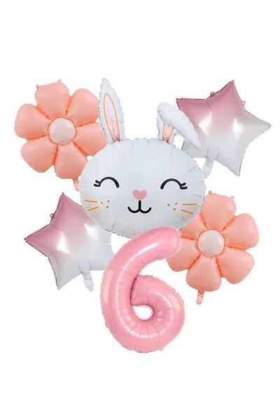 DÜVENCİ TİCARET Daisy Foiled and Rabbit Head Balloon Set