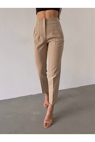 Jose Clothing High Waist Pleat Detailed Women's Fabric Trousers