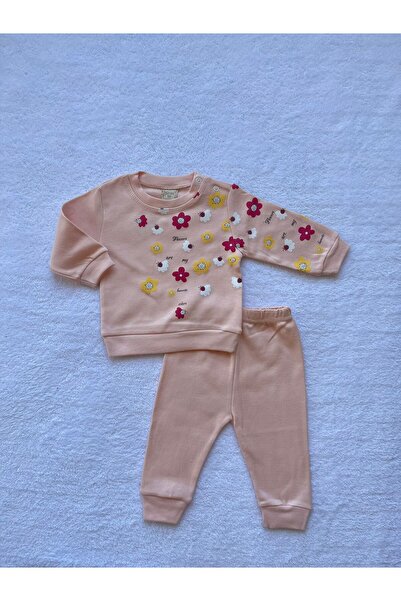 MBK GARDEN Çiçek Desenli KIz Bebek Takımı  6-9-12 Ay