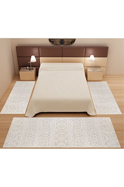 MİCOSA HALI Dijital Baskılı 3 'lü Yatak Odası Halısı Yolluk Takımı