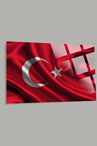 TAULART Türk Bayrağı 6 Ev Ofis Okul İçin 4mm Kırılmaz Temperli Yüksek Çözünürlüklü Cam Tablo