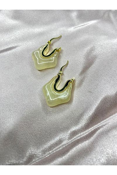 AKSESUARGİYİM Vintage Porcelain Earrings with Stone Detail