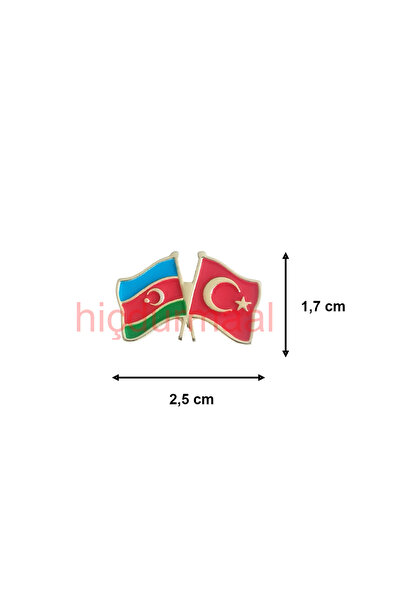 Ulaş Hediyelik Azerbaycan Türkiye Flamalı Renkli Gold Renk Metal Yaka Rozeti 1 Adet