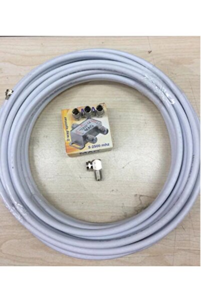 ANKATEK 10 Mt Uydu Kablosu Ve 1/2 Swich Ve 5 F Konnektör (10 Mt . On Metre . ...