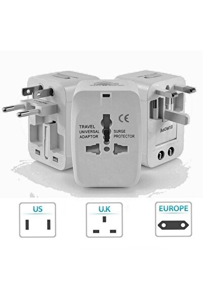 Tek-İş Seyahat Adaptörü Amerika Ingiltere Avustralya Çin Japonya Arabistan Umre Hac Fiş Priz Dönüştürücü