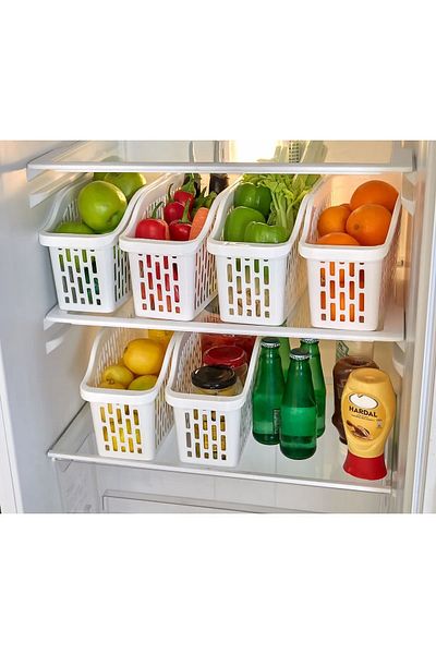 Tinsmith 4 Pieces of Refrigerator Organizer, Bathroom and Cabinet Organizer, Vegetable Fruit Basket