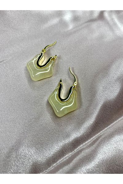 AKSESUARGİYİM Vintage Porcelain Earrings with Stone Detail