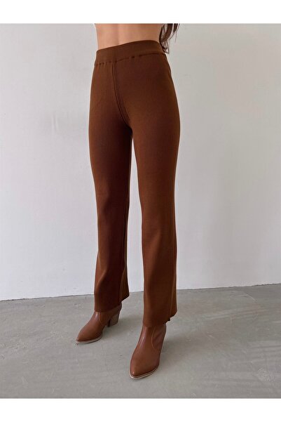 Jose Clothing Women's High Waist Loose Wide Leg Knitwear Trousers