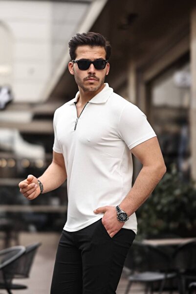 YONEZ MODA Ανδρικό μπλουζάκι Polo Neck - Μισό φερμουάρ