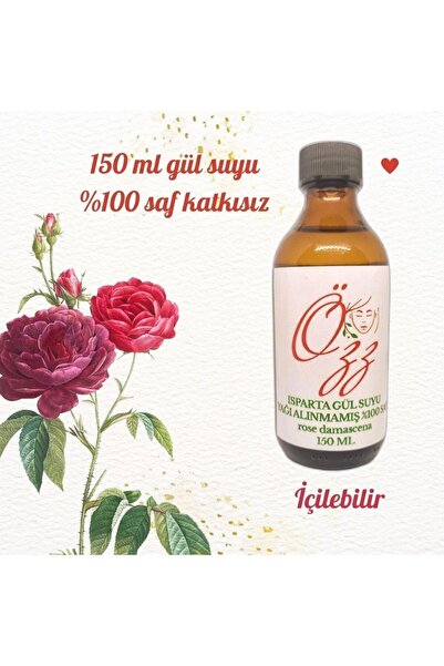 Ozz Gül Suyu Yağı Alınmamış Bakır Imbikte Damıtılmış 150 ml