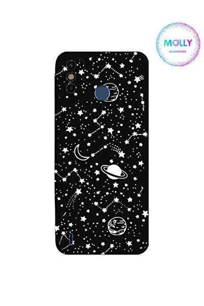 Molly Tecno SPARK 6 GO İçin Siyah Gezegen Desenli Silikon Kılıf