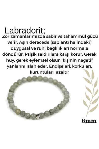 GÜMÜŞ VE TAŞ EVİ 6 mm Labradorite Bracelet