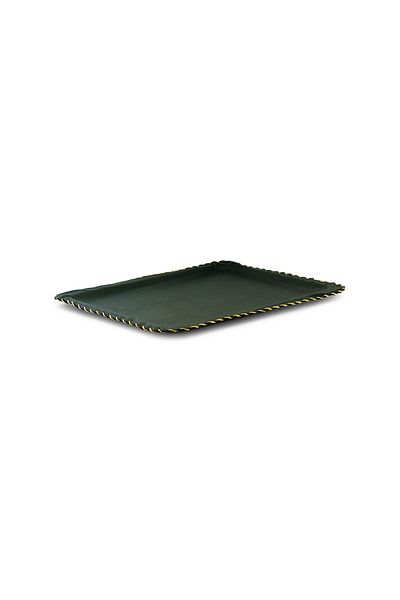 Tria Green Leather Tray - 1 Piece 43x61 cm Handmade LT4361