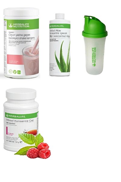 Herbalife 1 Ahududu Ve Beyaz Çikolota + 1 Aloe + 1 Ahududulu 50gr Çay + Shaker.