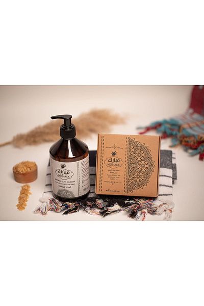 Mübarek Defne Sabunu 1 Kabe Udu Scented Liquid Soap(500ml)+ 4 Pieces Kabe Udu Scented Solid Soap(4x125g)