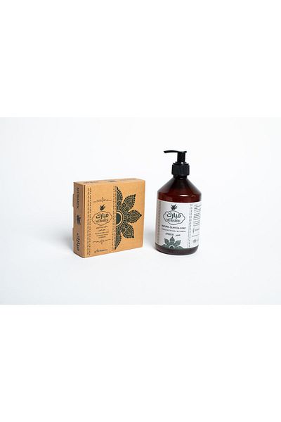 Mübarek Defne Sabunu 1 Amber Scented Liquid Soap (500ml)+ 4 Amber Scented Solid Soap (4x125g)