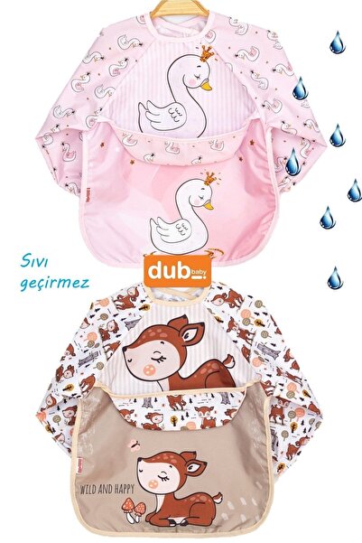 dubi baby Swan and Gazelle Pattern with Pool Set of Two Long Sleeve Baby Food...