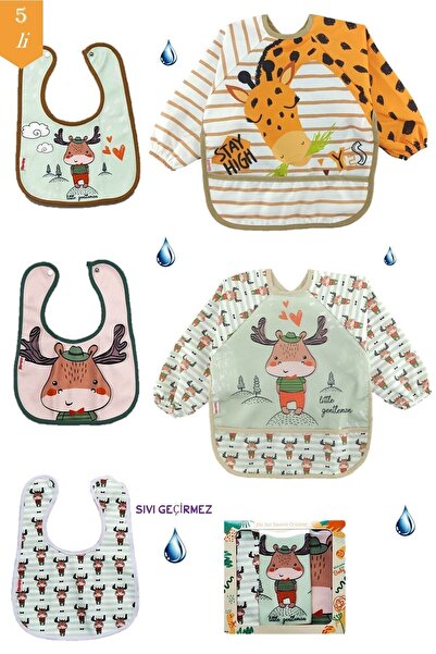 dubi baby 2 Sleeves 3 Sleeveless Waterproof Baby Bib 0-3 Years