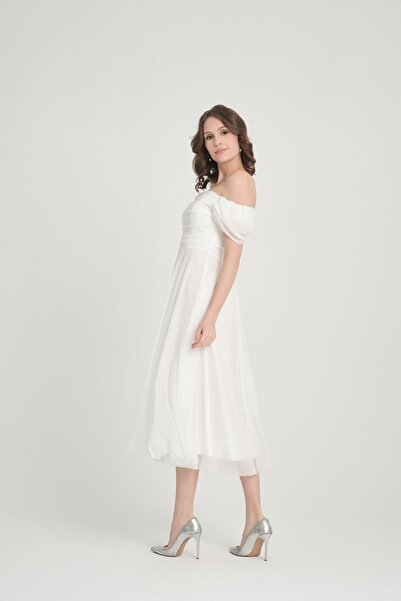 meksila kadın straptes degaje yaka düşük kollu kıs kloş simli astarlı düğün davet abiye