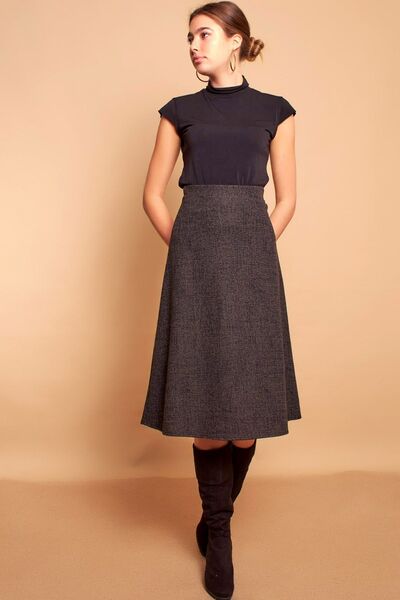 MissThetis Yüksek Bel Arkadan Fermuarlı Şık ve Cool Kışlık Kalın Kaşe Esnek M...