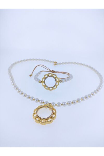 elisitakistory Çeyrekaltın Uyumlukolye & Bileklik Çiçek Model Altın Kaplama