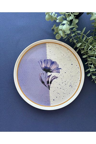 VENÜS HOME DECORATION Big Serve Purple Poppy Plate