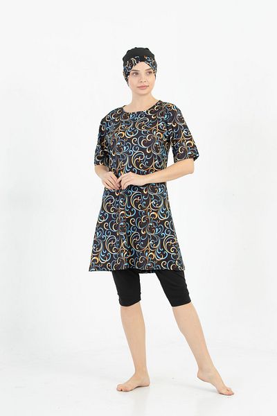 by İGP Black Hijab Swimsuit - Fast Drying, Half Sleeve