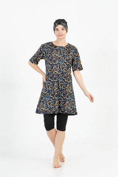 by İGP Black Hijab Swimsuit - Fast Drying, Half Sleeve