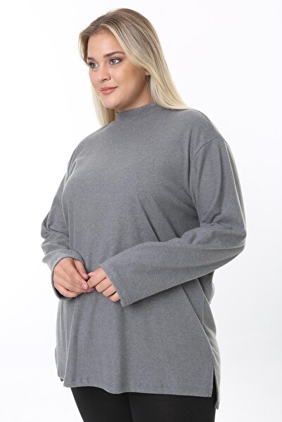 ESPİNA Women's Side Slit Turtleneck Tunic