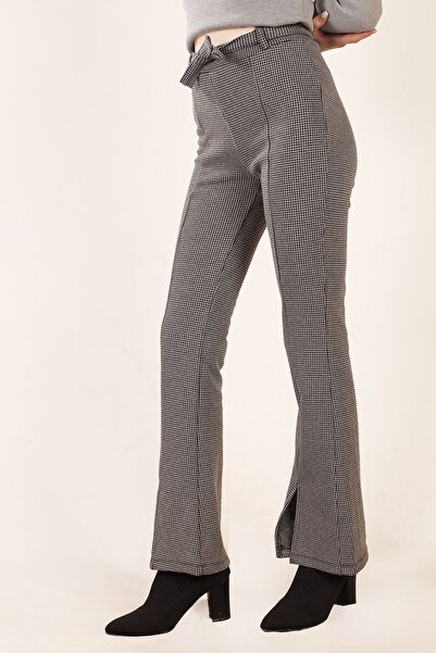 ESPİNA Women's Jacquard Fabric Belted Cotton Knitted Trousers