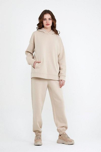 ESPİNA Set de trening oversize din lână cu trei fire pentru femei, cu talie și picioare elastice