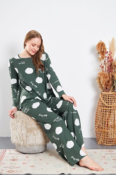 ESPİNA Long Sleeve Crew Neck Women's Pajamas Set - Spanish Leg