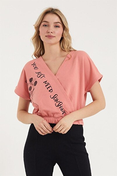 ESPİNA Γυναικεία κοντομάνικη μπλούζα με διπλό γιακά